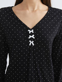 V Yaka Puantiyeli Kad?n Pijama Tak?m?
