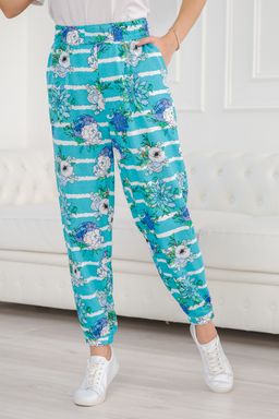 Брюки женские из футера Забава маки на ментоле - Амадэль фото 10