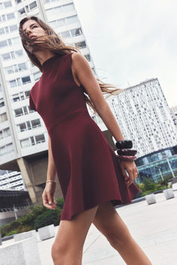 KNIT MINI SKATER DRESS