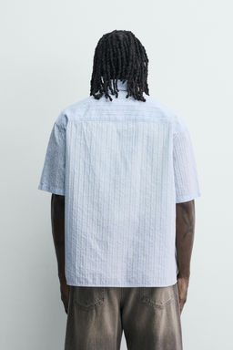 CAMISA BOXY FIT RAYAS / Azul - Zara фото 3
