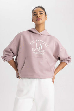 Толстовка из плотной ткани с капюшоном и принтом DeFactoFit  фото 4