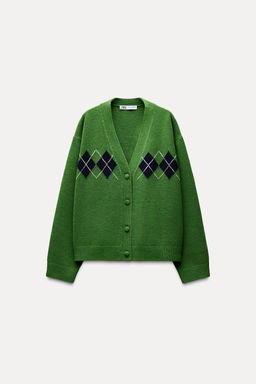 ARGYLE KNIT CARDIGAN - Zara фото 5