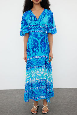 Cok Renkli Etnik Kusakl? Desenli A Kesim Kruvaze Yaka Dokuma Elbise TWOSS24EL01046 - Trendyolmilla фото 11