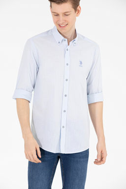 U. S. Polo Assn / Мужская синяя рубашка с длинным рукавом - U.s. polo assn фото 3