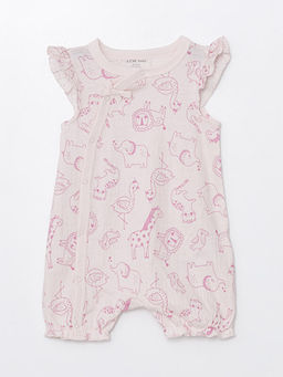 Bisiklet Yaka K?sa Kollu Bask?l? K?z Bebek Tulum