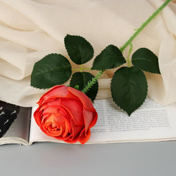 Цветы искусственные «Роза леди каскад, с шипами», 57×8 см, оранжевые