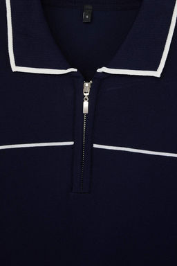 Lacivert Regular/Normal Kesim Biye Detayl? Fermuarl? Triko T-Shirt TMNSS26TS00020 - Trendyolmilla фото 5