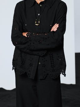 Хлопковая рубашка с вышивкой / Zarina  фото 3