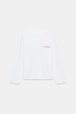 LONG SLEEVE TEXT T-SHIRT - Zara фото 4