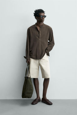 CAMISA EFECTO ARRUGADO / Marr?n / Topo