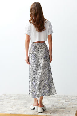 TRENDYOLMILLA Cok Renkli Leopar Desenli Viskon Kumas Midi Dokuma Etek TWOSS24ET00111  фото 6