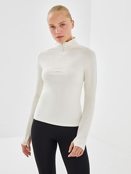 Dik Yaka Reflekt?r Bask?l? Kad?n Spor Ti??rt