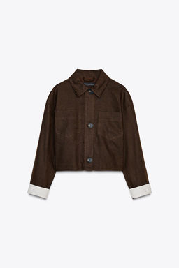 LINEN BLEND CROPPED JACKET - Zara фото 6