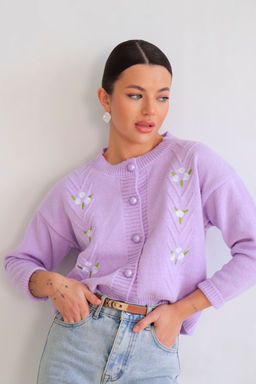 Martichelli Кардиган лавандовый с белыми цветочками фото 5