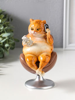 Сувенир полистоун лак "Пухлый кот - решала, в кожаном кресле" крутится 10,5х8,7х16 см