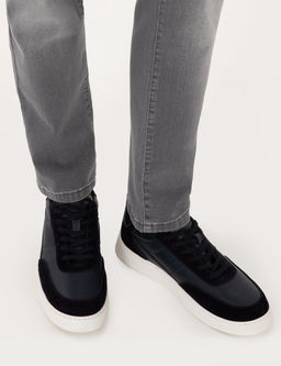Lacivert %100 Deri Casual Ayakkab_