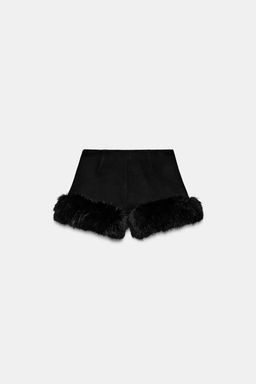 WOOL BLEND SHORTS WITH FAUX FUR - Zara фото 4