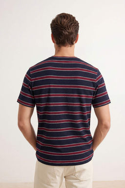 Lacivert Regular Cizgili Orme T-Shirt TMNSS26TS00015 - Trendyolmilla фото 3