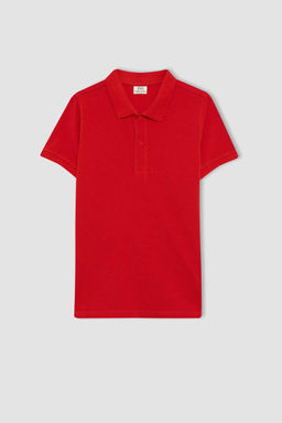 Красная футболка-поло из пике с короткими рукавами для мальчиков - Defacto фото 7