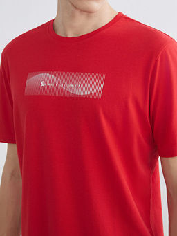 Bisiklet Yaka Bask?l? Penye Erkek Ti??rt