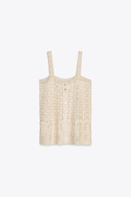 POINTELLE KNIT LACE TRIM TOP - Zara фото 7