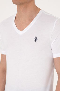 Erkek Slim Fit V Yaka Beyaz Basic Ti__rt Sepette S_rpriz _ndirim - U.s. polo assn фото 7