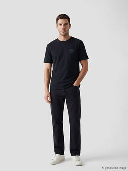 Bisiklet Yaka Bask?l? Erkek Ti??rt