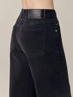 CONTE CON-718 Джинсы wide leg с эффектом потертости и необработанным краем washed black - Conte elegant фото 4