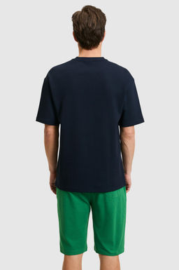 Erkek Comfort Fit Bisiklet Yaka Lacivert Ti__rt