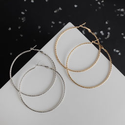 Цена за 2 шт. Серьги-кольца «Рельеф», миксы, d=5.7 см