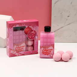 Гель для душа 300 мл и бомбочки для ванны 4 шт Сладкого года, подарочный набор косметики, ЧИСТОЕ СЧАТЬЕ
