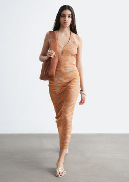 Vestido midi jaspeado con cuello halter - H&m фото 2