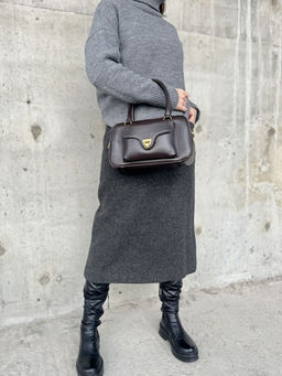 Женская кожаная сумка бочонок 3132 Кофе