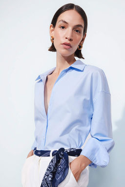 Oversize Genis Kal?p Basic Duz Oxford Uzun Kollu Gomlek - Defacto фото 2