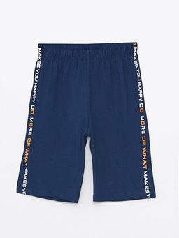 Beli Lastikli Bask?l? Erkek ?ocuk Pijama ?ort