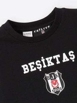 Bisiklet Yaka Be?ikta? Bask?l? K?sa Kollu Erkek ?ocuk Ti??rt - Waikiki фото 2