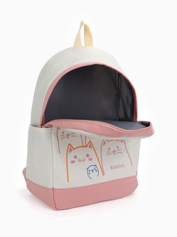 Рюкзак школьный на молнии, с карманами, с рисунком, размер 30?14?43 см, белый/розовый