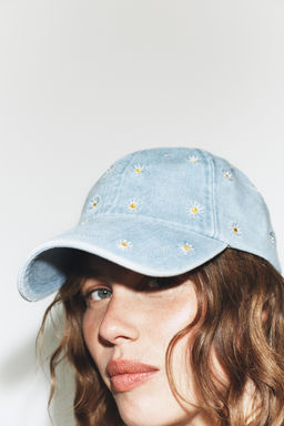 GORRA DENIM BORDADOS MARGARITAS / Azul - Zara фото 2
