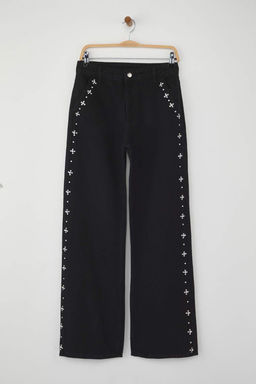 Siyah Yuksek Bel Tasl? Wide Leg Jeans TWOAW26JE00032 - Trendyolmilla фото 5