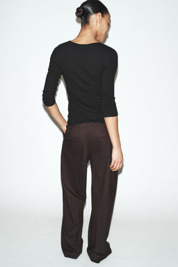 CAMISETA CON LINO EFECTO LAVADO / Negro - Zara фото 4