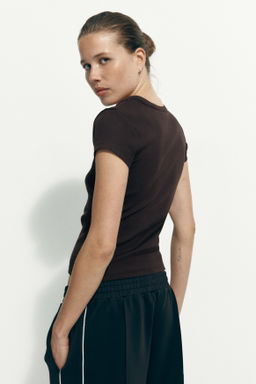 Camiseta acanalada con escote en U - H&m фото 8