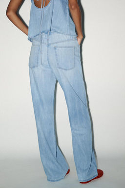 TRF PYJAMA-STYLE DENIM TROUSERS - Zara фото 5