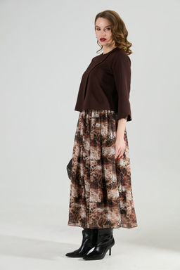 Платье NIKVA н1007-1 шоколад и тигровая абстракция  фото 3