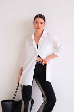 Рубашка удлинённая в стиле оверсайз с разрезами по бокам - Martichelli фото 11