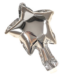 Цена за 5 шт. Воздушный шар фольгированный 5" «Звезда», серебряный, для палочки