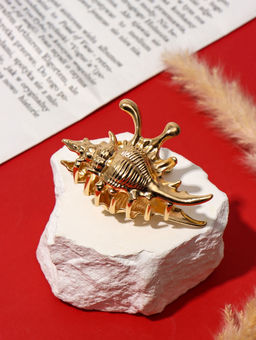 Цена за 6 шт. Краб для волос "Лейла море галант" раковина, 7,5 см, золото
