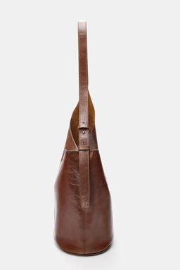 ASYMMETRIC LEATHER BUCKET BAG - Zara фото 4