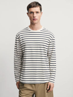 Лонгслив из 100% хлопка в полоску / Zarina  фото 3