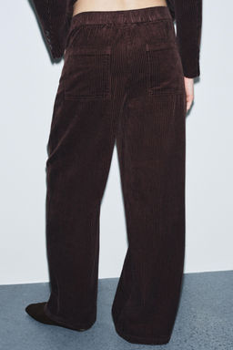 ZW COLLECTION WIDE-LEG CORDUROY TROUSERS - Zara фото 3