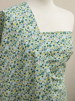 Импорт. хлопок Мелкая акварель (желтые, зеленые цветы), ВИД2, ш.1.5м, хлопок-100%, 100гр/м.кв - Купава фото 2